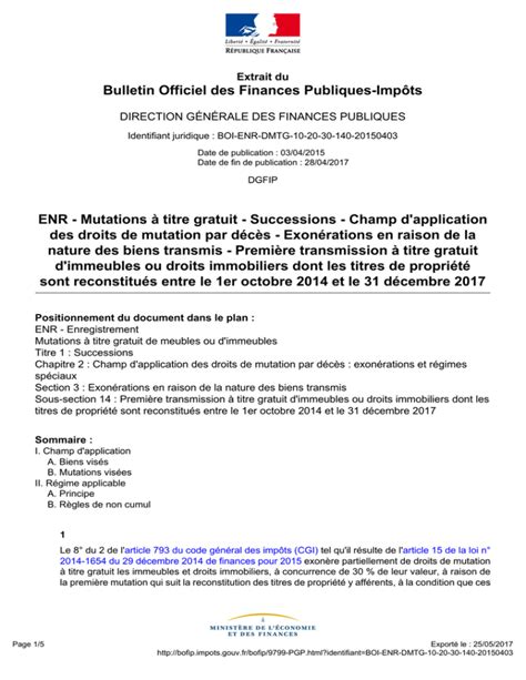 bofip droits de mutation à titre gratuit.